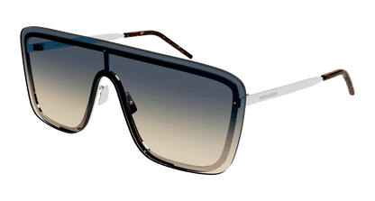 Saint Laurent SL364/S Geometric Sunglasses in Green/Silver, front view