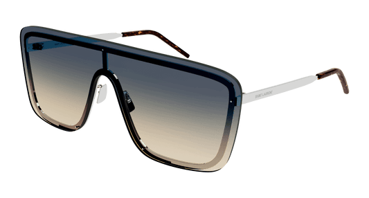 Saint Laurent SL364/S Geometric Sunglasses in Green/Silver, front view