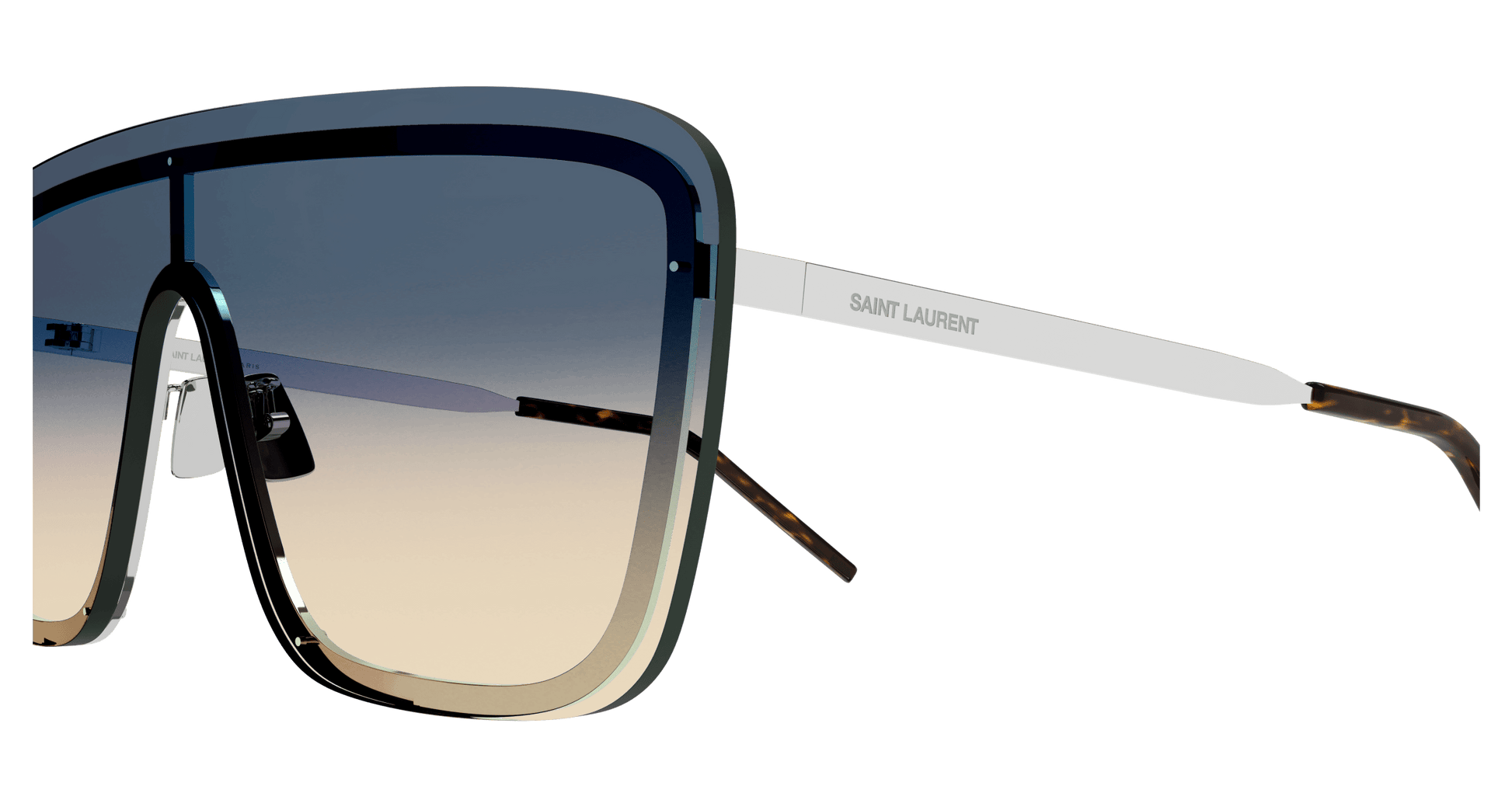 Saint Laurent SL364/S Geometric Sunglasses in Green/Silver, side view