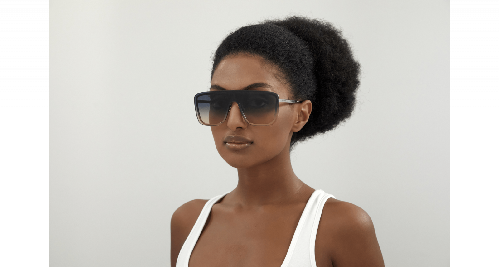 Saint Laurent SL364/S Geometric Sunglasses in Green/Silver, angle view