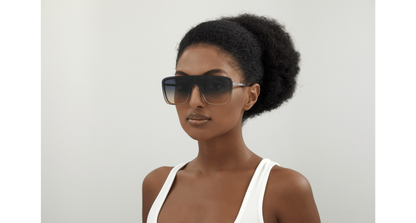 Saint Laurent SL364/S Geometric Sunglasses in Green/Silver, angle view