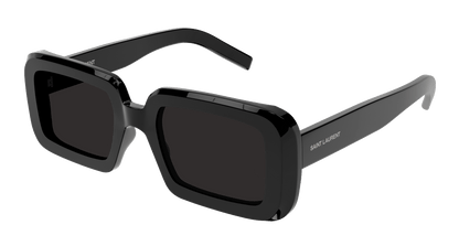 Saint Laurent SL534S Rectangle Sunglasses in Black/Black, front view
