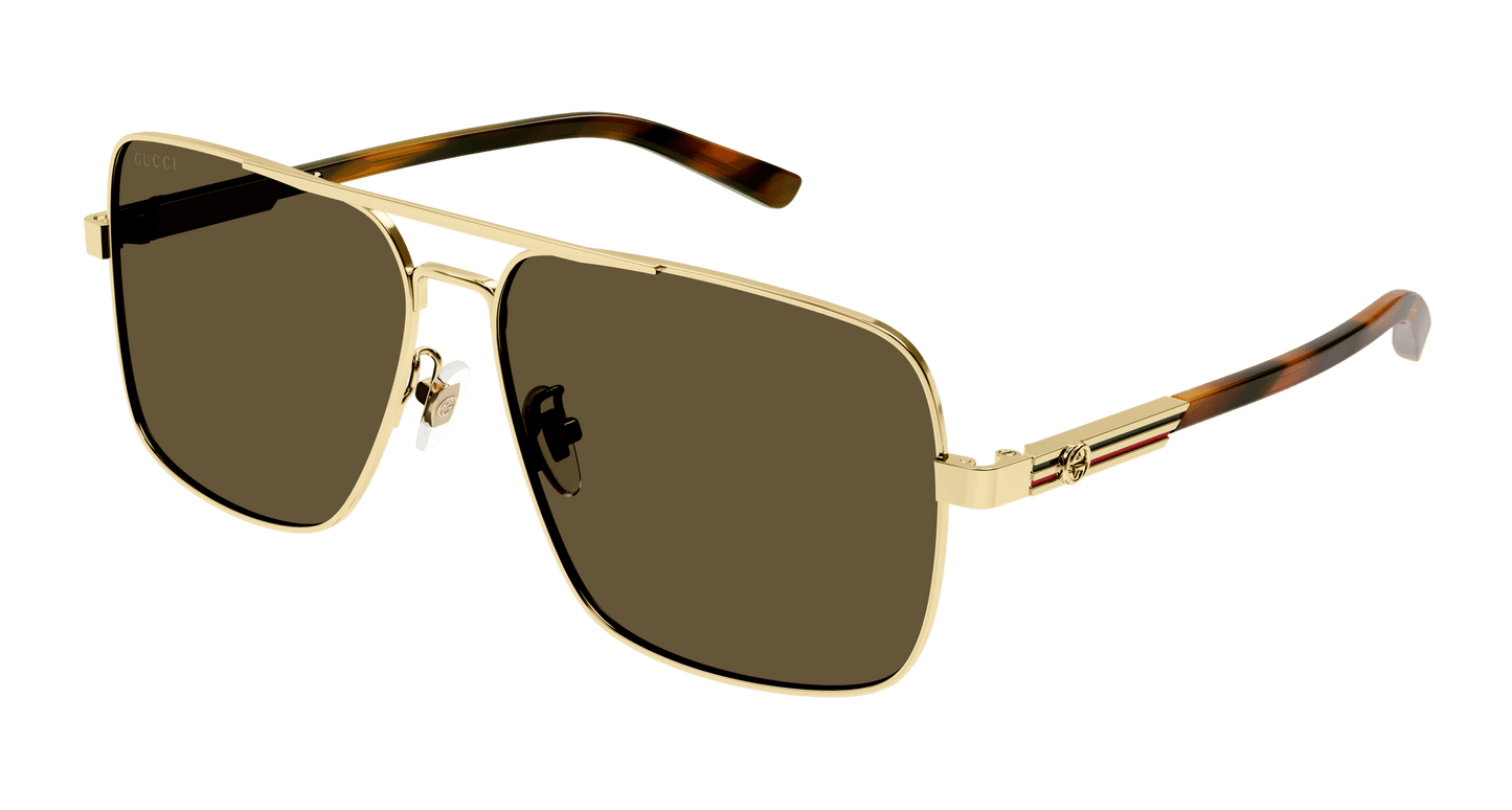 Gucci GG1289S Square Sunglasses in Brown Gold, angle view