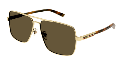 Gucci GG1289S Square Sunglasses in Brown Gold, angle view