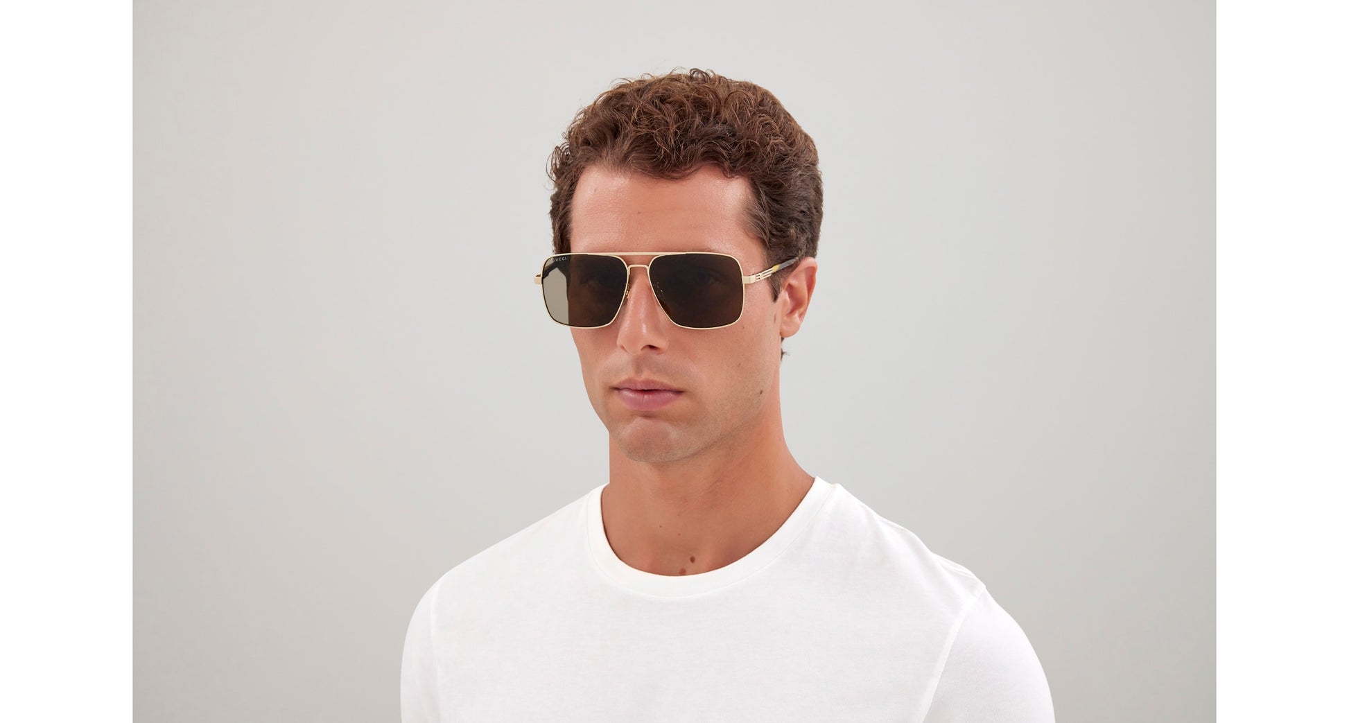 Gucci GG1289S Square Sunglasses in Brown Gold, side view