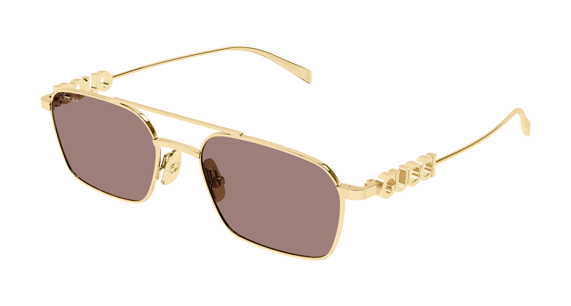 Gucci GG1804S Pilot Sunglasses in Brown / Gold, front view