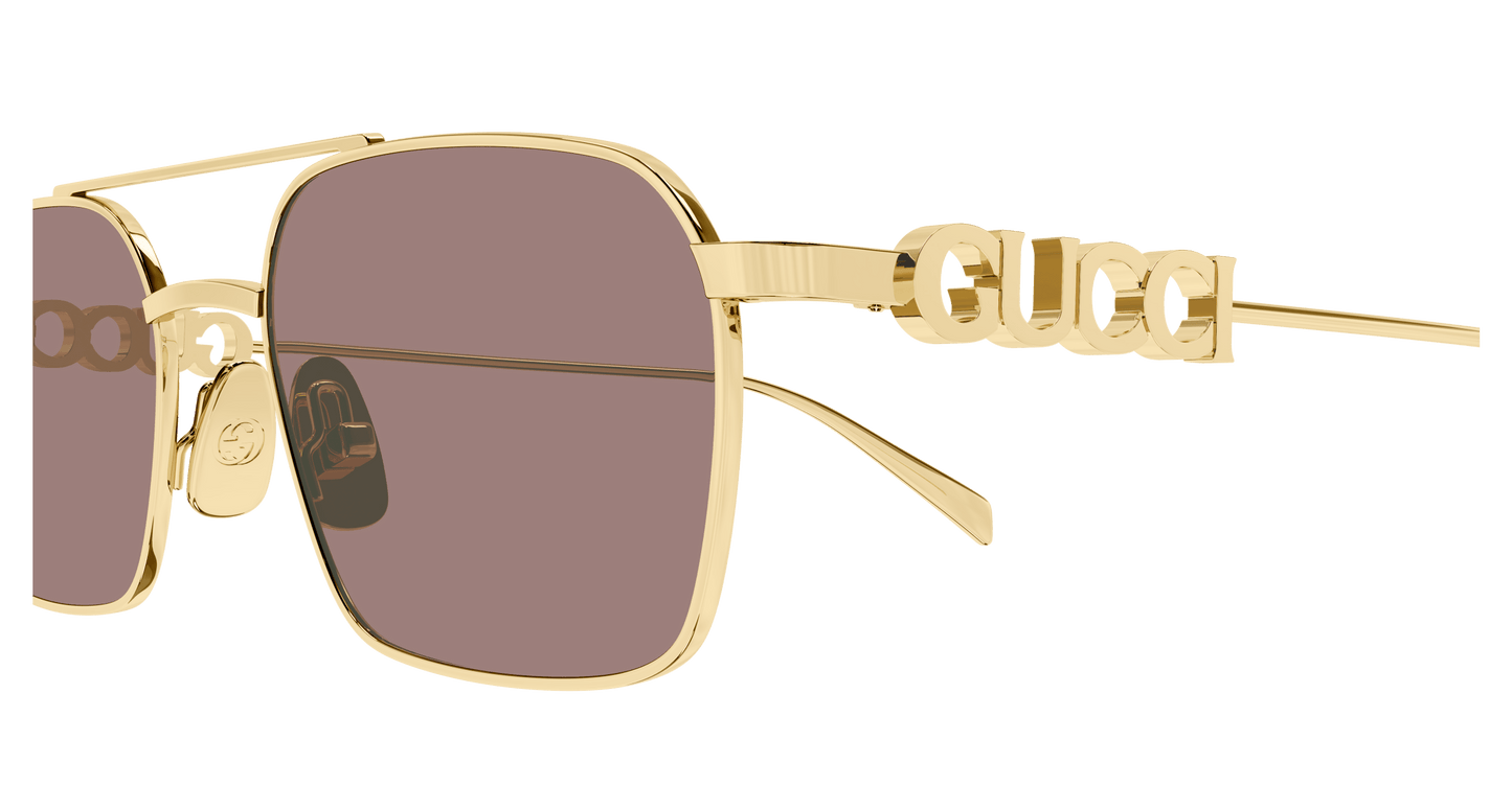 Gucci GG1804S Pilot Sunglasses in Brown / Gold, side view