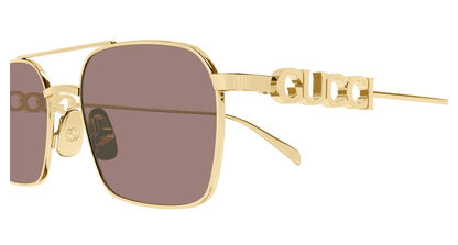 Gucci GG1804S Pilot Sunglasses in Brown / Gold, side view