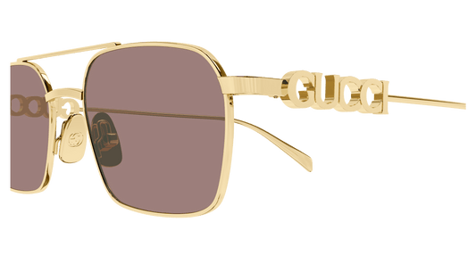 Gucci GG1804S Pilot Sunglasses in Brown / Gold, side view