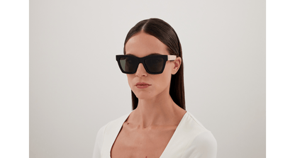 Gucci GG1714S Cat Eye Sunglasses in Grey / Black, angle view