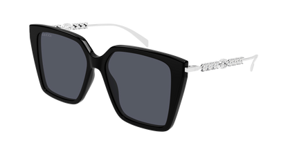 Gucci GG1967S Square Sunglasses in Grey / Black, front view