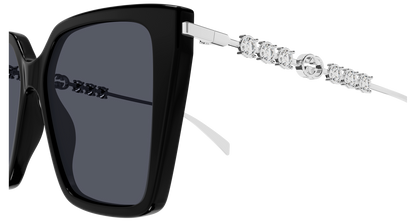 Gucci GG1967S Square Sunglasses in Grey / Black, side view