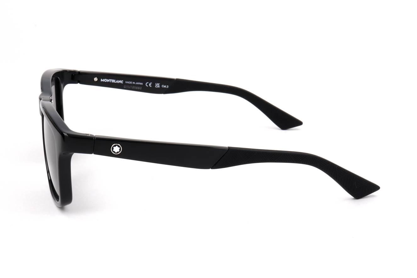 Montblanc MB0432/S Square Sunglasses in Grey / Black, side view