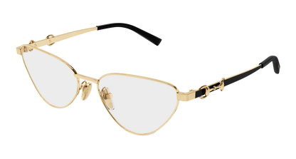 Gucci GG2054O Cat Eye Eyeglasses in Transparent Gold, front view