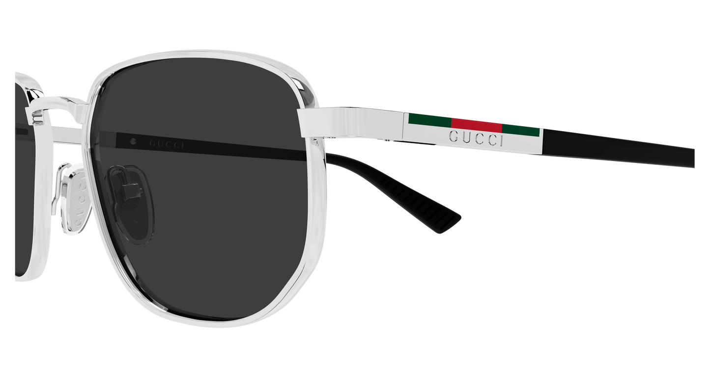 Gucci GG2093S Rectangle Sunglasses in Grey/Silver, back view