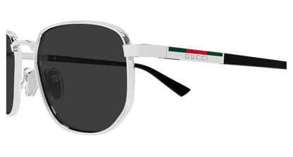 Gucci GG2093S Rectangle Sunglasses in Grey/Silver, back view