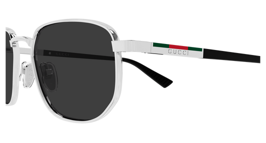 Gucci GG2093S Rectangle Sunglasses in Grey/Silver, back view