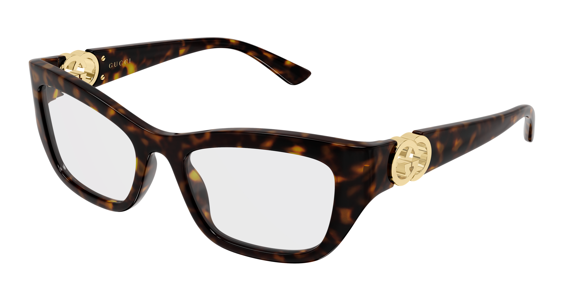 Gucci GG2125O Cat Eye Eyeglasses in Tortoise, angle view