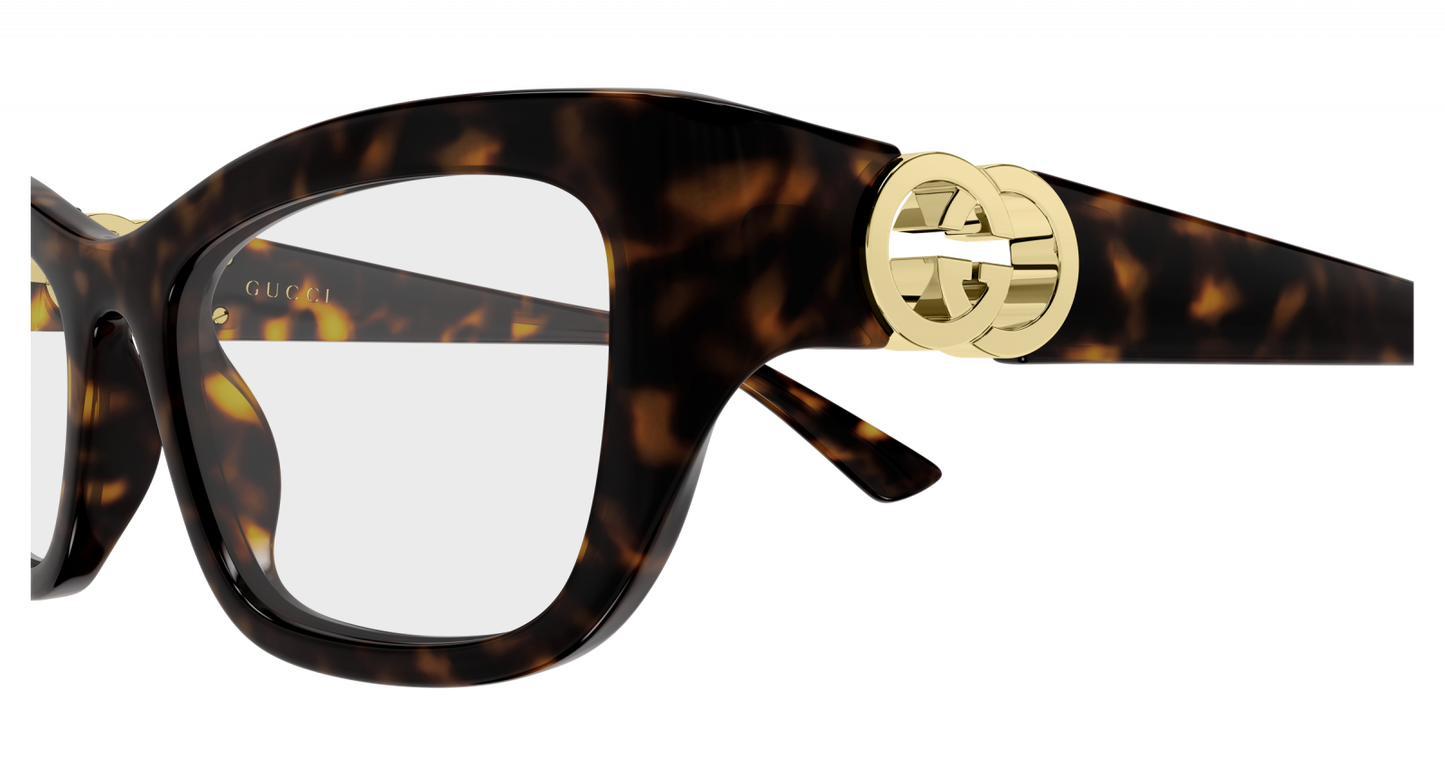 Gucci GG2125O Cat Eye Eyeglasses in Tortoise, back view