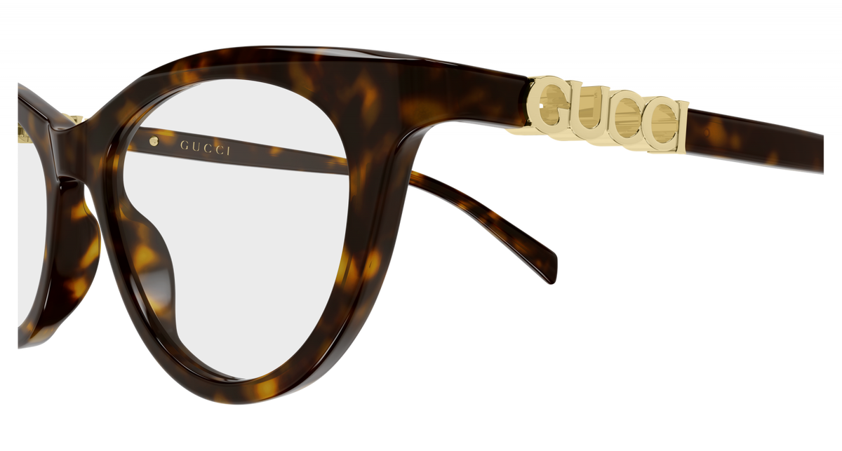 Gucci GG2034O Cat Eye Eyeglasses in Tortoise, side view