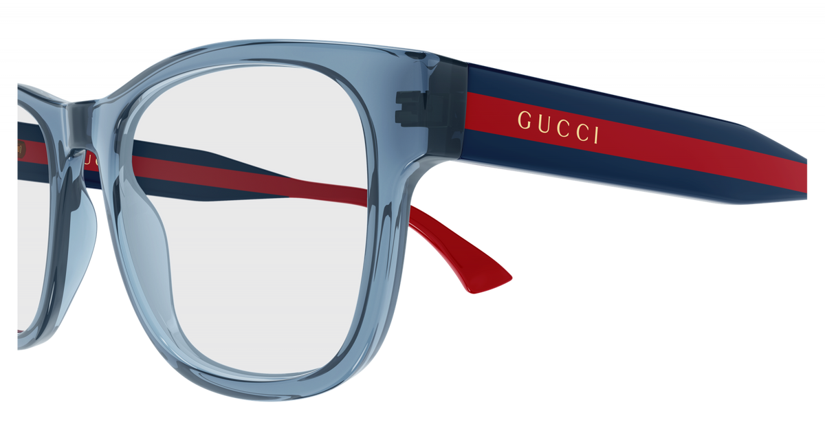 Gucci GG0004ONN Square Eyeglasses in Transparent/Blue, angle view