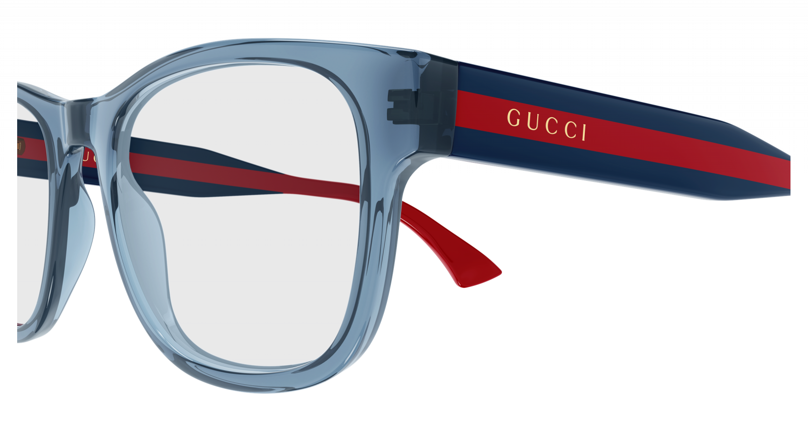 Gucci GG0004ONN Square Eyeglasses in Transparent/Blue, angle view