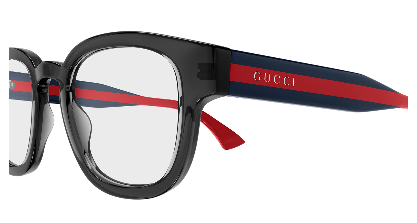 Gucci GG1992O Square Eyeglasses in Transparent Grey, angle view