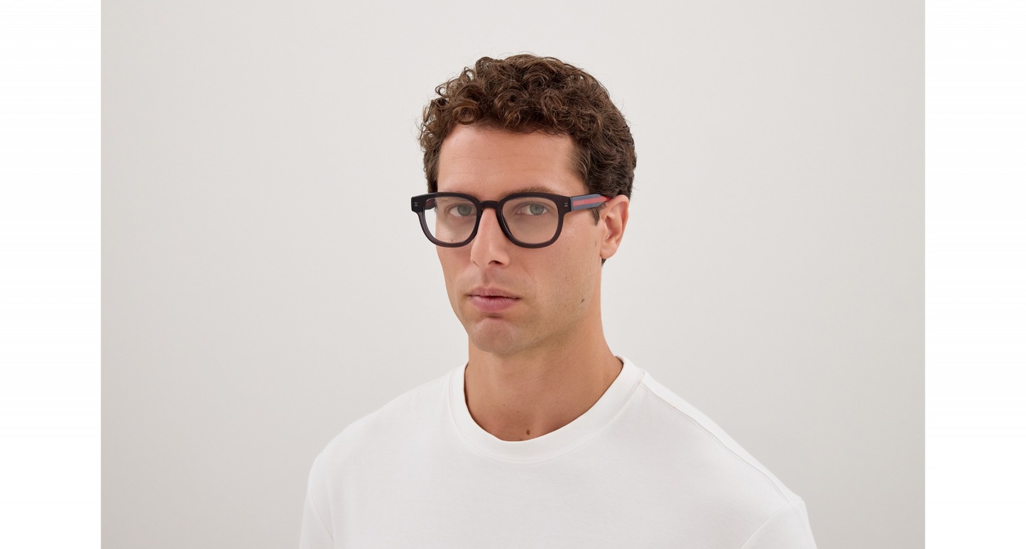 Gucci GG1992O Square Eyeglasses in Transparent Grey, detail view