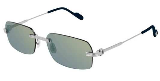 Cartier CT0271S Rectangle Sunglasses in Grey Lenses With Silver Frame, angle view