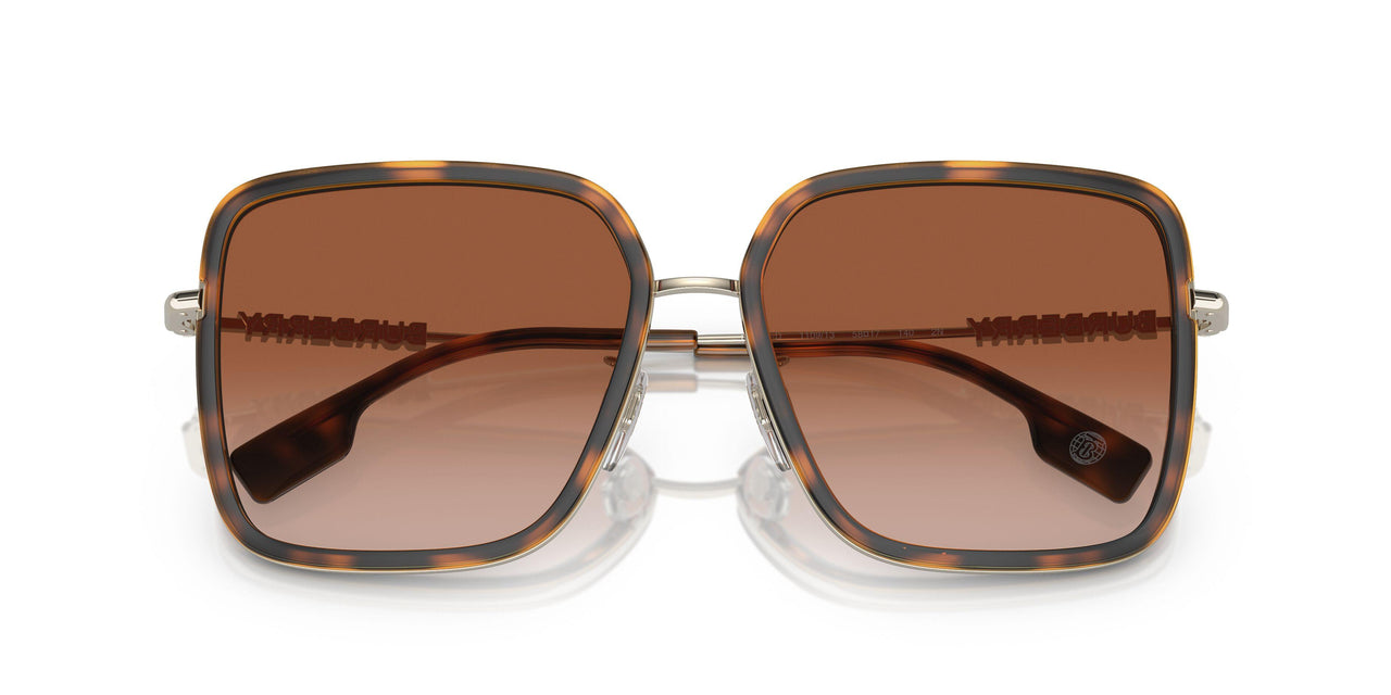 Burberry BE3145/S Square Sunglasses in Brown Gradient Lenses With Dark Havana Frame, detail view