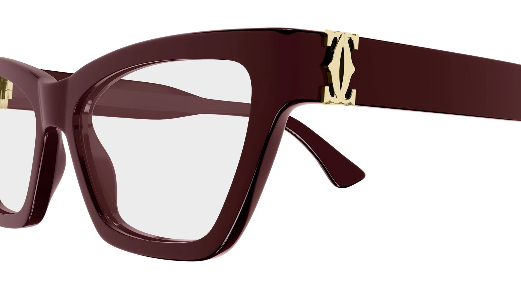 Cartier CT0590O Cat Eye Eyeglasses in Burgundy, side view