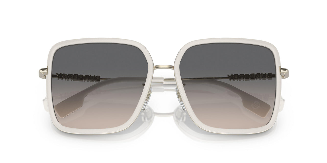 Burberry BE3145/S Square Sunglasses in Light Brown Gradient Grey Lenses With Ivory Frame, detail view