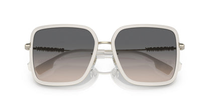 Burberry BE3145/S Square Sunglasses in Light Brown Gradient Grey Lenses With Ivory Frame, detail view