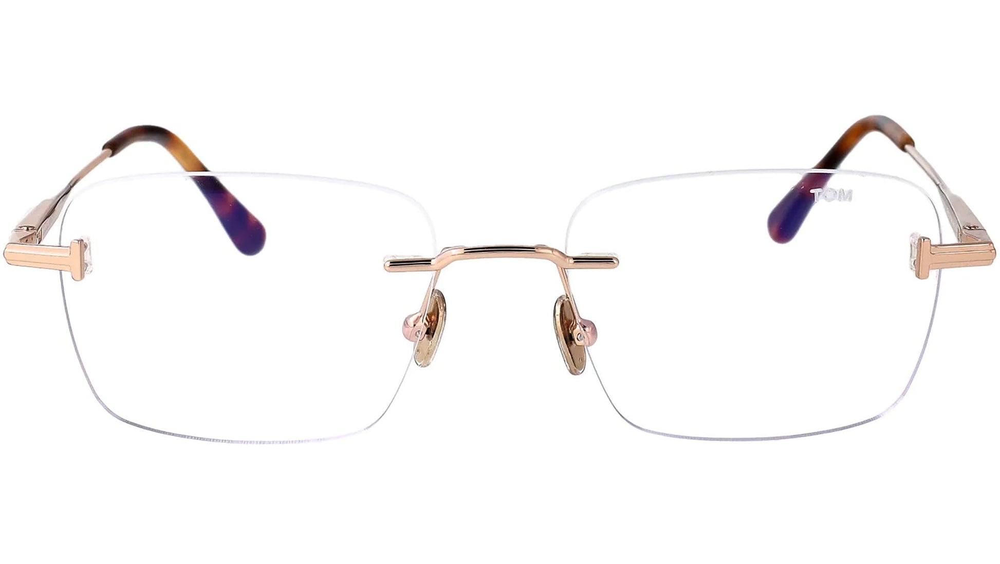 Tom Ford TF6117B Rectangle Eyeglasses in Shiny Rose Gold, front view