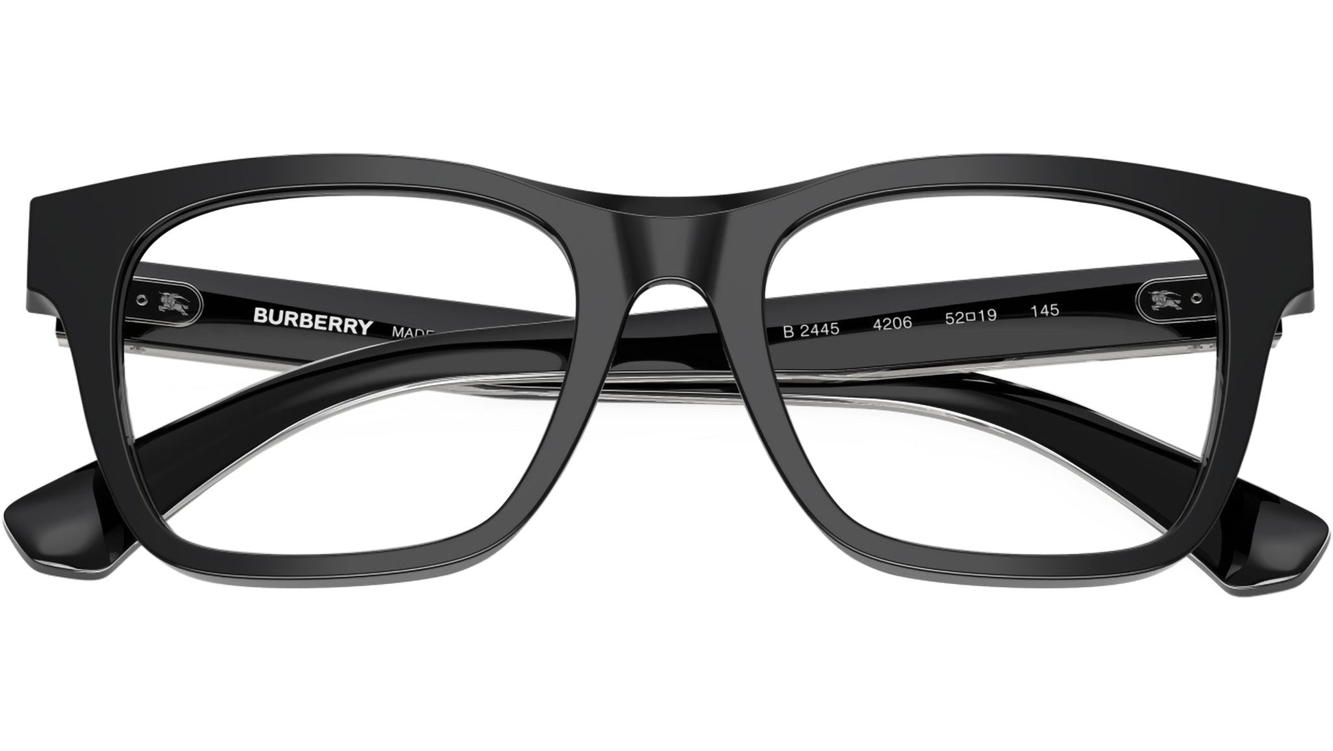 Burberry BE2445 Square Eyeglasses in Demo Lenses With Black Frame, back view