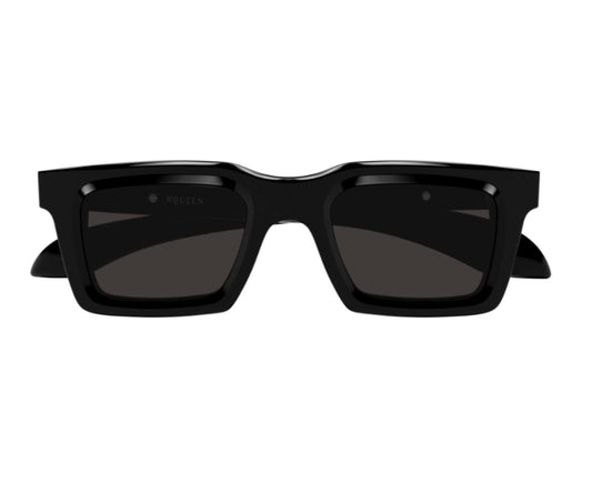 Alexander McQueen AM0506S Square Sunglasses in Grey Lenses With Black Frame, front view