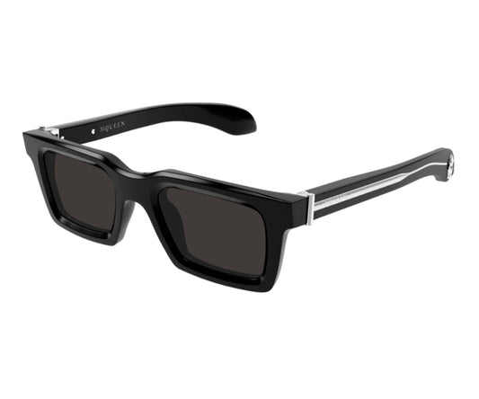 Alexander McQueen AM0506S Square Sunglasses in Grey Lenses With Black Frame, angle view