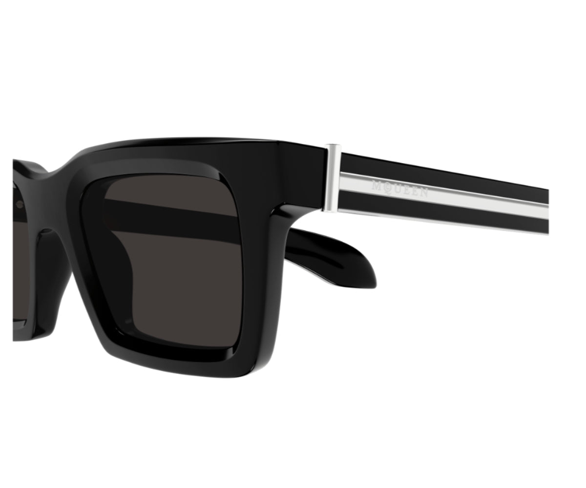 Alexander McQueen AM0506S Square Sunglasses in Grey Lenses With Black Frame, detail view