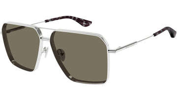 SOLID BROWN LENSES WITH SHINY SLIVER FRAME