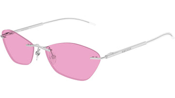 LIGHT PINK LENSES WITH SLIVER FRAME