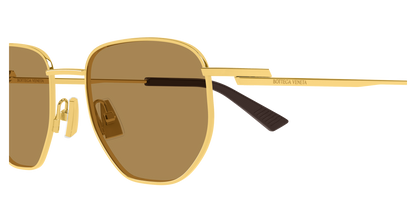 Bottega Veneta BV1301S Round Sunglasses in Brown Lenses With Gold Frame, angle view