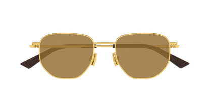 Bottega Veneta BV1301S Round Sunglasses in Brown Lenses With Gold Frame, side view