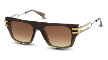 BROWN GRADIENT LENSES WITH GOLD GUNMETAL FRAME