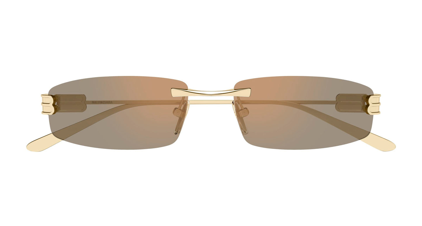 Balenciaga BB0488S Rectangle Sunglasses in Pink Lenses With Gold Frame, front view