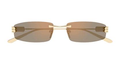 Balenciaga BB0488S Rectangle Sunglasses in Pink Lenses With Gold Frame, front view