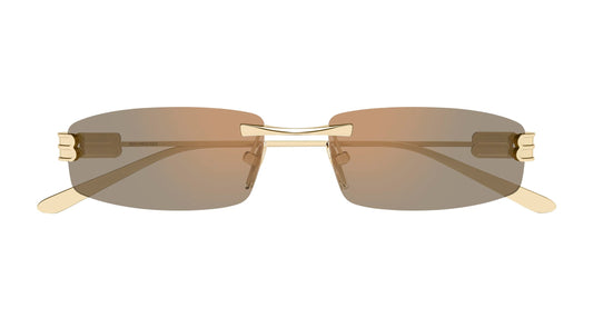 Balenciaga BB0488S Rectangle Sunglasses in Pink Lenses With Gold Frame, front view