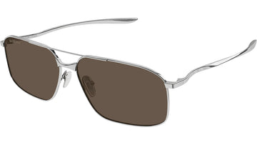 SOLID BROWN LENSES WITH SHINY LIGHT RUTHENIUM FRAME