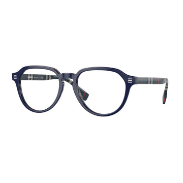 DEMO LENSES WITH BLUE ON NAVY CHECK FRAME