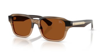 SOLID BROWN LENSES WITH STRIPED BEIGE FRAME