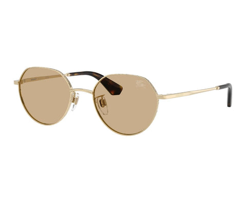 Burberry BE3173D/S Round Sunglasses in Solid Dark Brown Lenses With Light Gold Frame, front view
